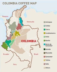 Peta Perkebunan Kopi di Colombia 